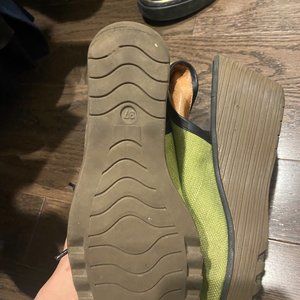 Green Wedge Sandals with Laces